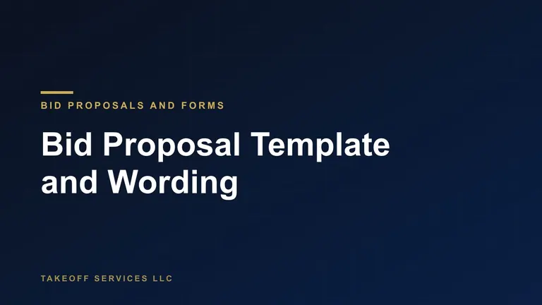 Cover for a guide to a bid proposal template with sample wording, titled Bid Proposal Template and Wording, white on navy