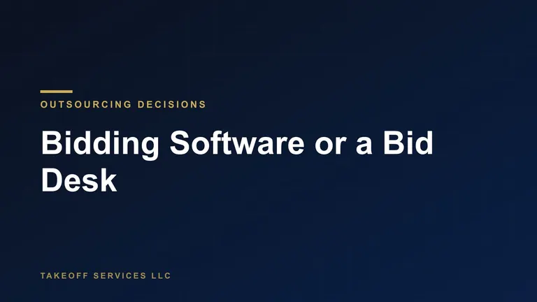Cover reading Construction Bidding Software or a Bid Desk, white text on a navy background