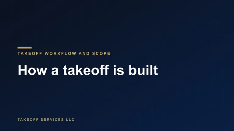 Cover titled How a takeoff is built, for a step-by-step guide to construction takeoffs